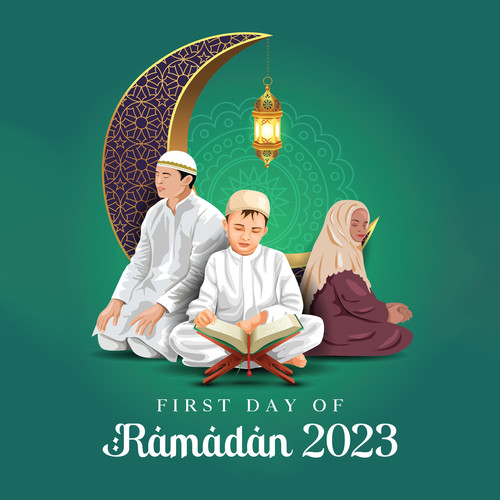 First Day of Ramadan 2023: Family Pray under Night Sky