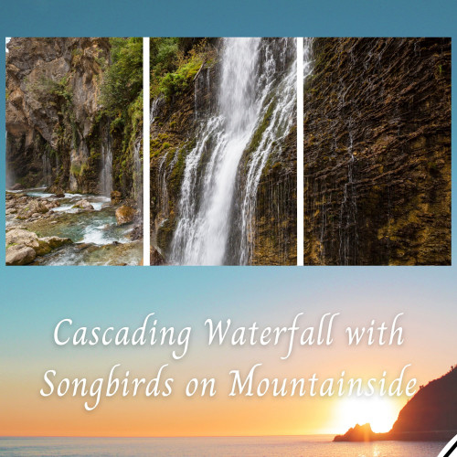 Cascading Waterfall with Songbirds on Mountainside - 2 Hours