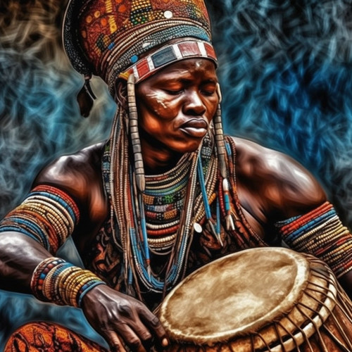 Drum Society African Tribesman