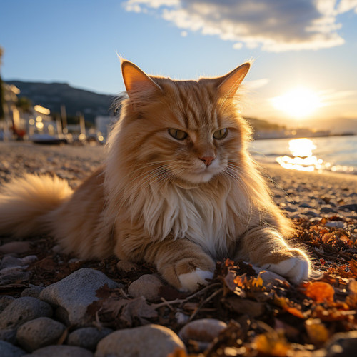 Himno De Armonía Felina En La Orilla Del Mar: Música Para Gatos Contentos