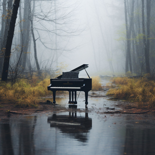 Teclas De Piano Hacia La Serenidad: Sendero De Yoga Lluvioso Hacia La Felicidad