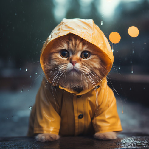 Armonía Calma: Melodías De Gotas De Lluvia En El Salón Felino