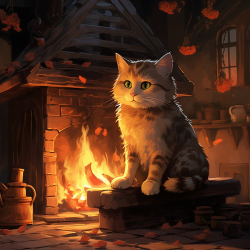 El Rincón Del Gato Junto Al Fuego: Música Relajante Para La Comodidad Felina