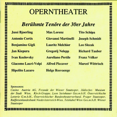 Operntheater - Berühmte Tenöre der 30er Jahre