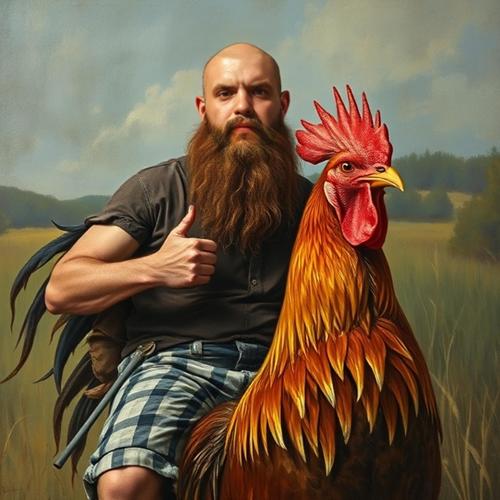 A man and his rooster